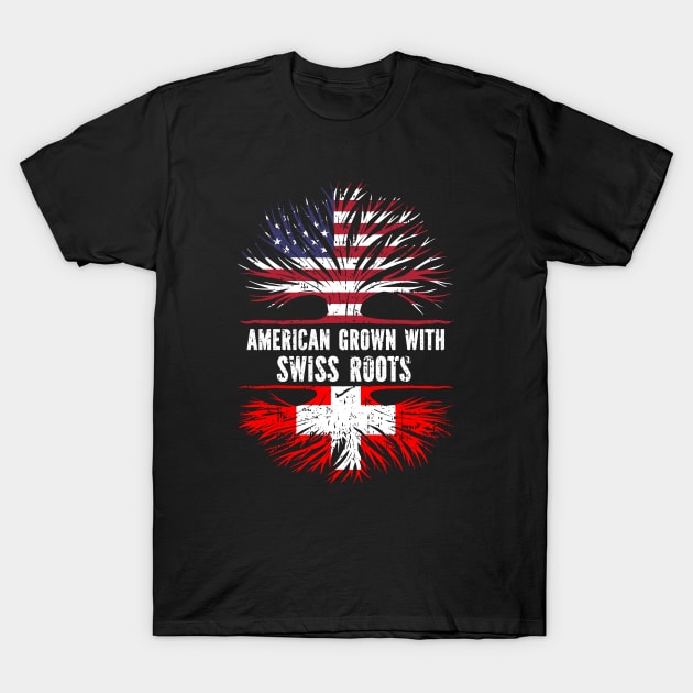 American Grown with Swiss Roots USA Flag T-Shirt by silvercoin